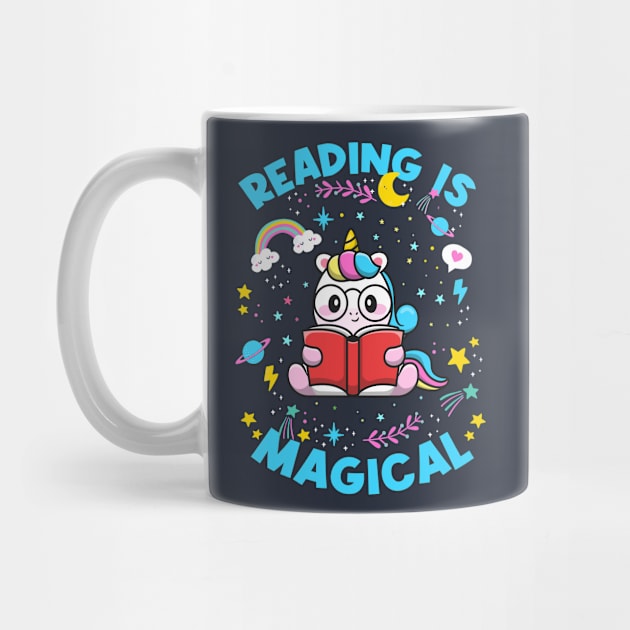 Reading Is Magical | Cute Reading Unicorn by SLAG_Creative